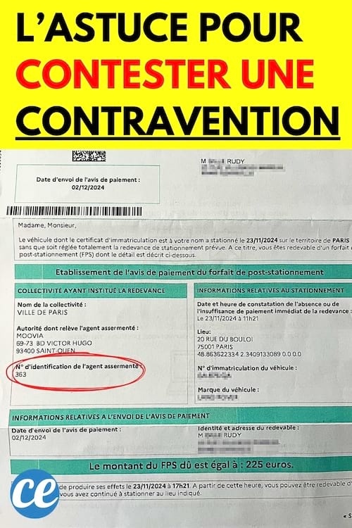 Une contravention avec le numéro d'agent dessus