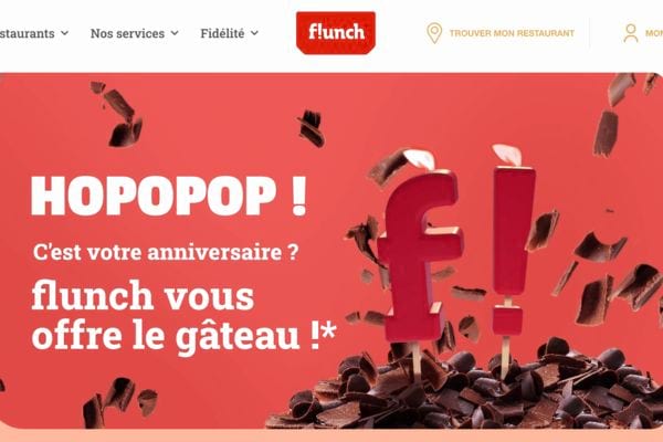 Page Flunch avec exclamations et chocolat.