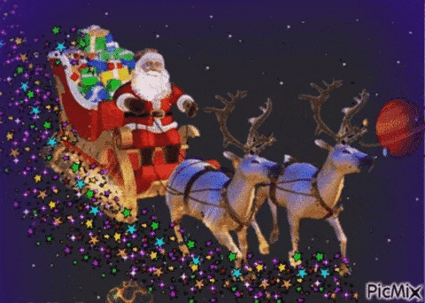 Un père Noel avec un traineau gif