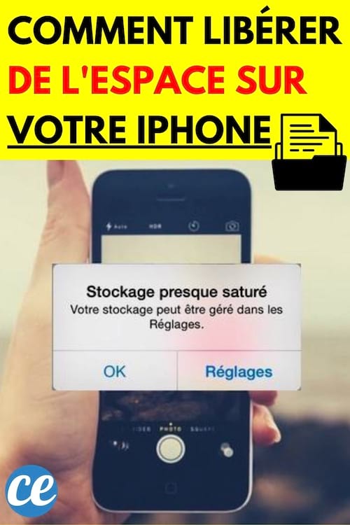 iPhone affichant un message "Stockage presque saturé"