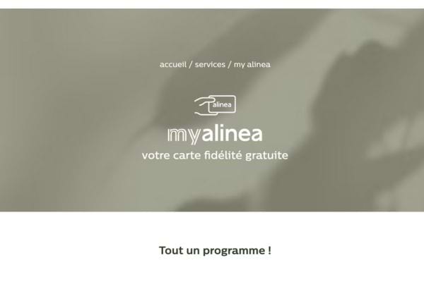 Carte fidélité gratuite, logo Alinea.