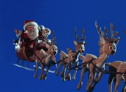 Père noël en traineau gif