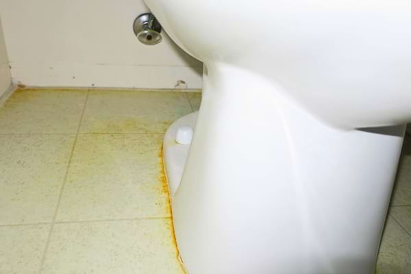 Des traces jaunes autour des toilettes pleine de pipi