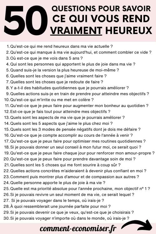 50 questions pour savoir ce qui vous rend vraiment heureux.