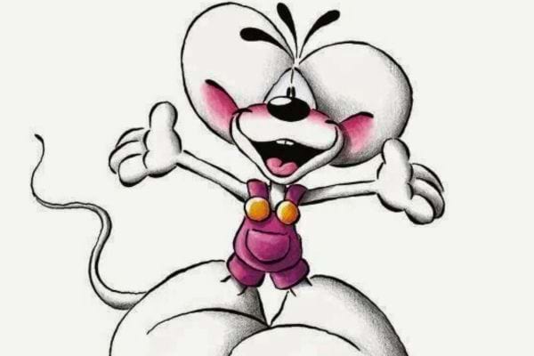 Diddl dessiné, dansant joyeusement.