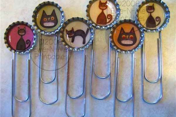 Marque-pages chats capsules de bière