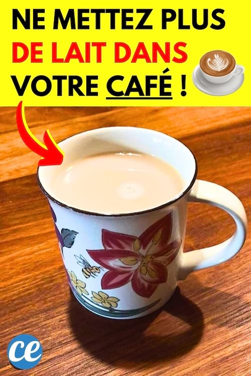 Une tasse de café avec du lait dedans qu'il faut éviter de boire