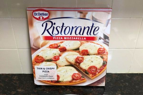 Emballage de pizza mozzarella Dr. Oetker.