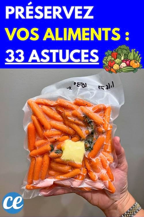Carottes conservées dans un sachet pour une conservation sous vide