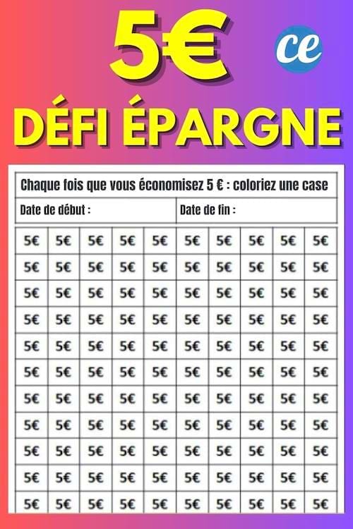 tracker pour le défi des 5 euros