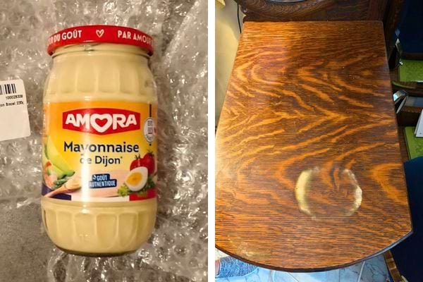 Mayo, bois avec tache.