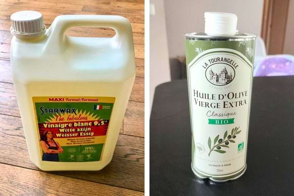 Vinaigre blanc, bois lustré.