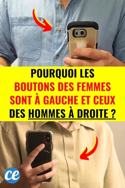 Une chemise d'une homme avec bouton à droite et femme à gauche
