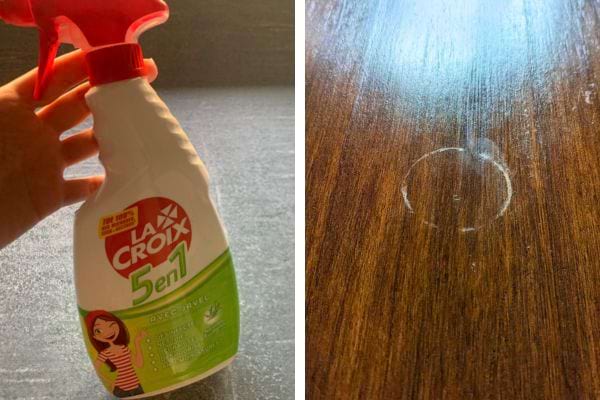 Spray nettoyant, bois avec halo.