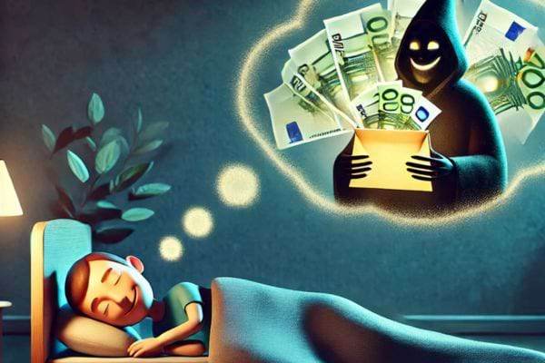 Enfant dormant, rêve de recevoir des billets