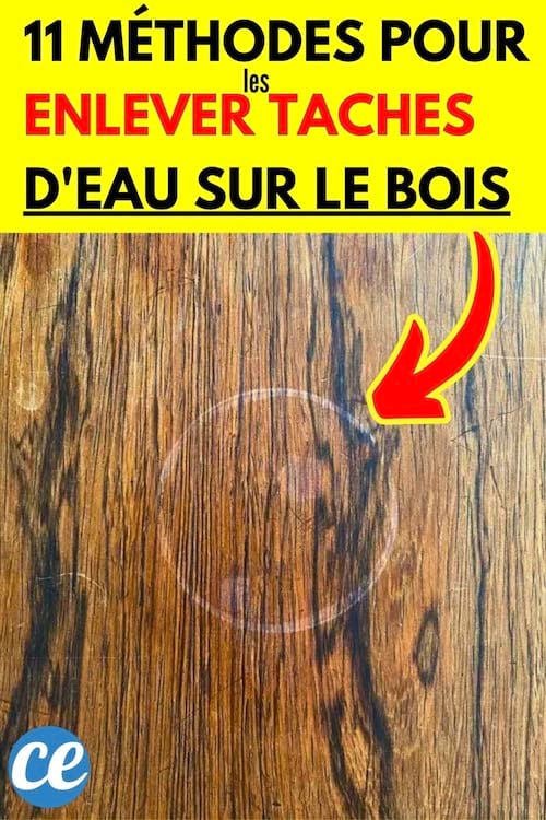 Une tâche d'eau ronde sur du bois