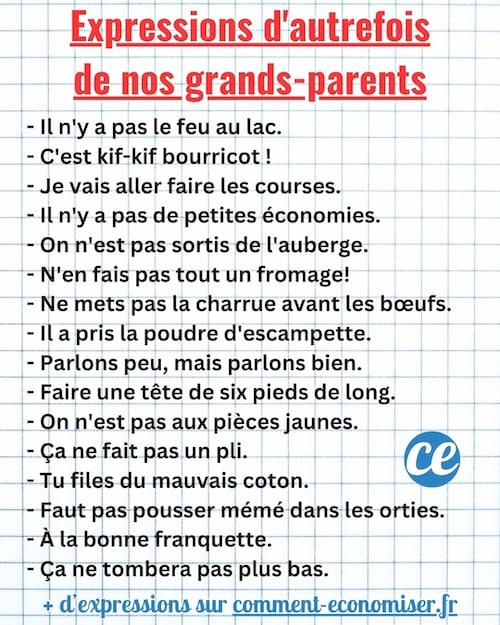 Plusieurs expressions d'autrefois