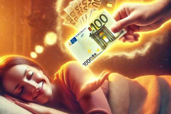 Femme rêvant de donner des billets