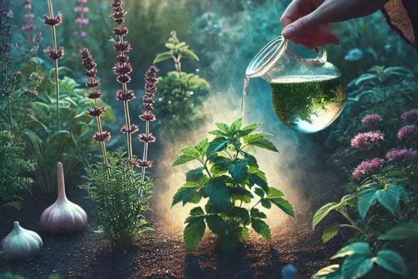 Main versant infusion sur plantes.