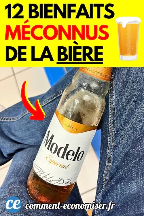 Une bouteille de bière Modela entre les jambes