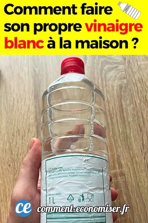Une bouteille de vinaigre blanc qui a été fait maison