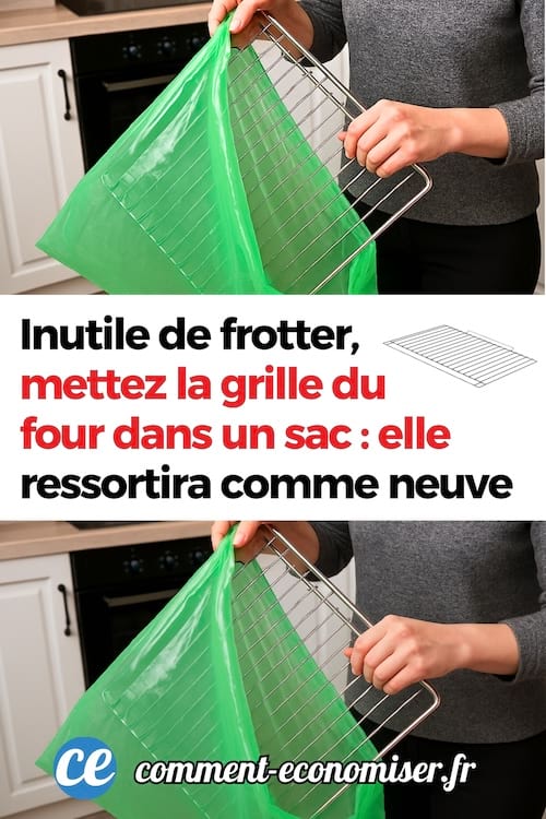 Une grille de four qui est mise dans un sac poubelle