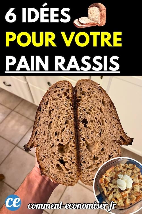 Une miche de pain rassis et sec coupée en deux tenue à la main