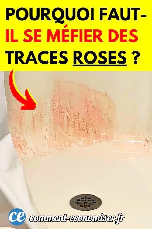 Une douche pleine de moisissure rose qu'il faut nettoyer
