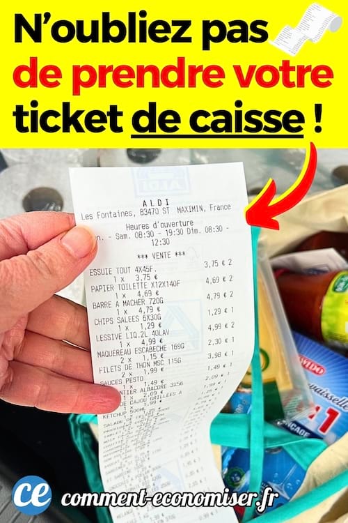 Ticket de caisse d'un supermarché Aldi