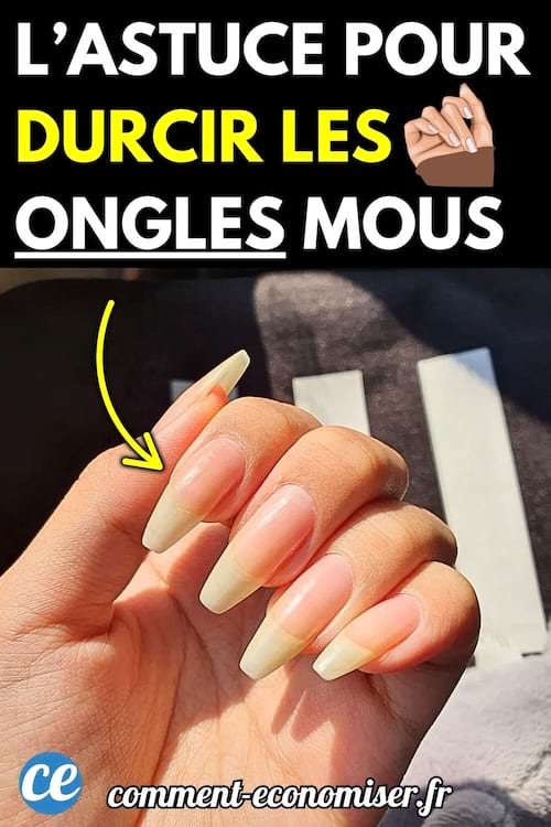 Une main avec des ongles longs, bien entretenus et brillants.