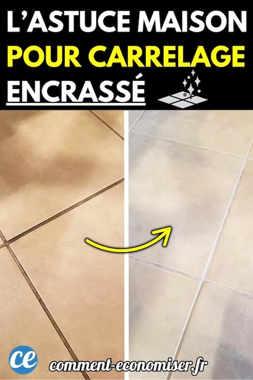 Avant-après d’un carrelage encrassé redevenu propre grâce à une astuce maison.