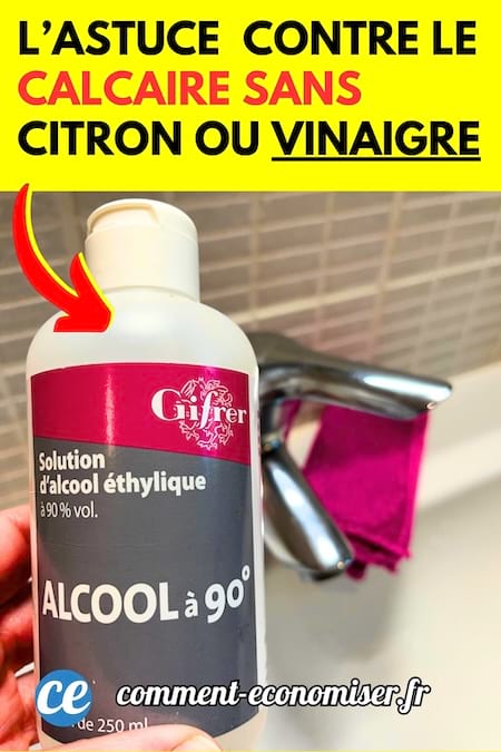 De l'alcool 90° devant un robinet sans calcaire