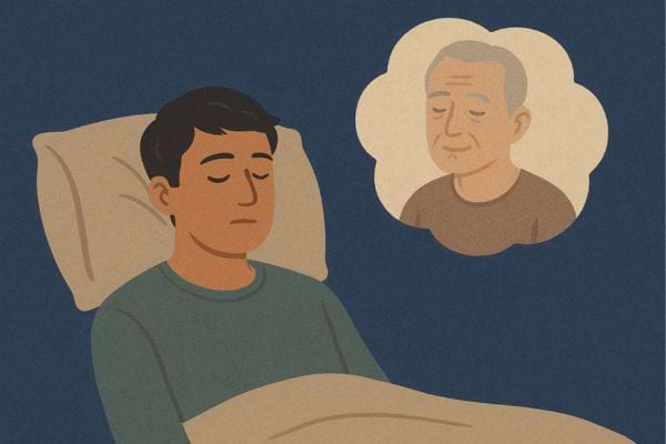 Homme endormi imaginant son grand-père.