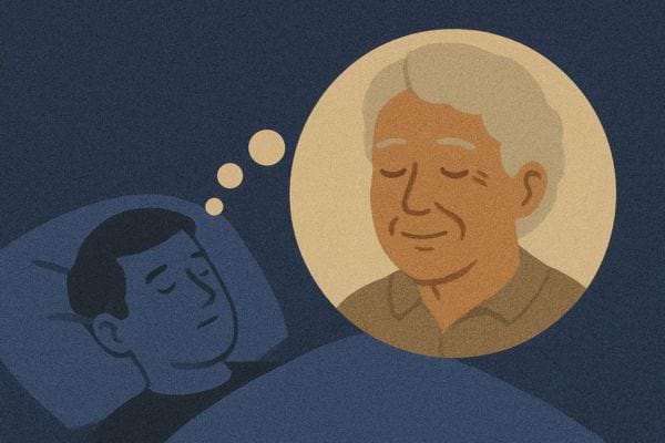 Homme rêveur pensant à un proche défunt.