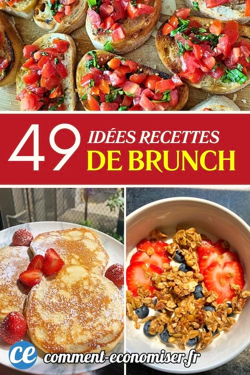 Trois photos de plats de brunch.