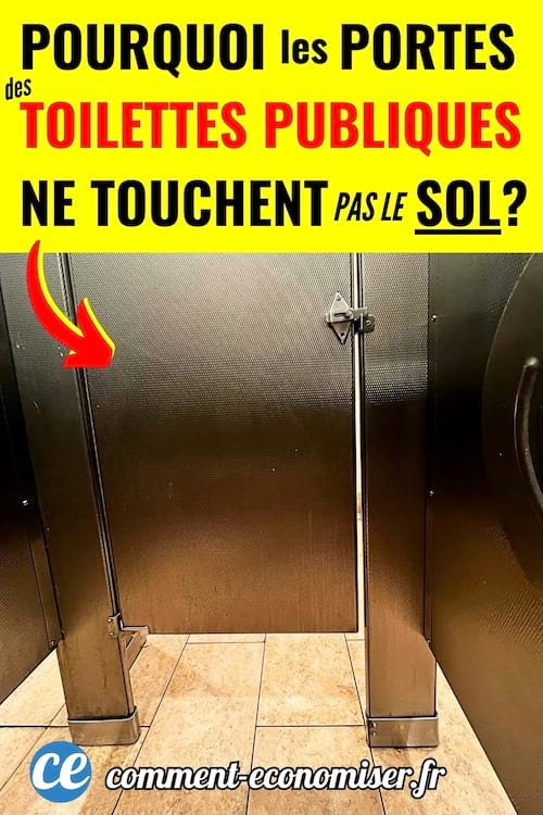Une porte de toilette publique qui ne touche pas le sol