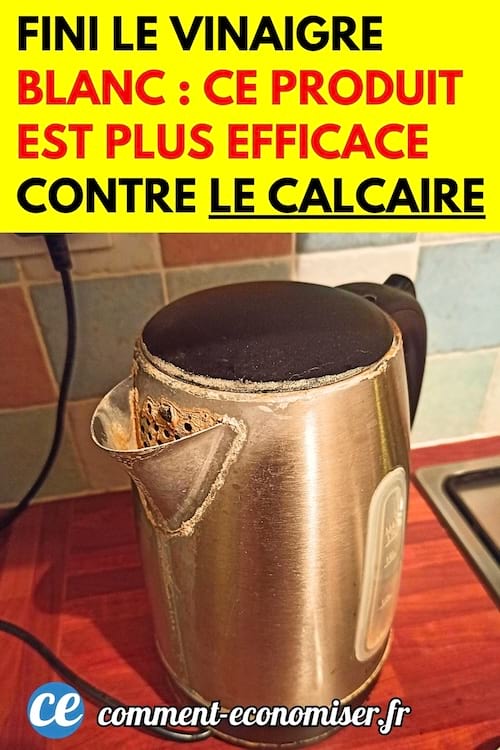 Une bouilloire pleine de calcaire qui va être enlevé avec de l'acide citrique