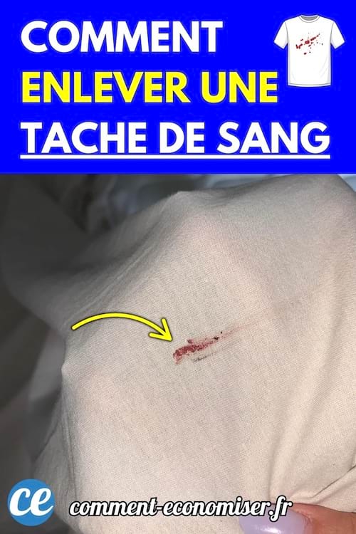 Tissu clair avec une petite tache de sang au centre.