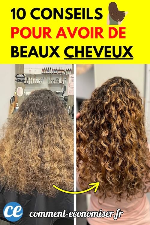 Avant-après d'une chevelure bouclée avec une nette amélioration de la texture et de la brillance après soins capillaires.