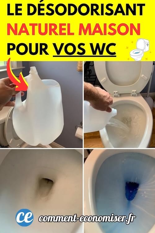 Du vinaigre blanc dans un bidon qui est versé dans les toilettes pour que ça sente bon