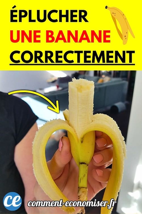 Banane ouverte par le bas et non pas par le haut.