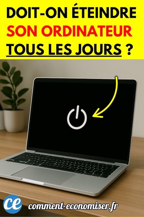 Ordinateur portable affichant un symbole d’extinction sur un écran noir.