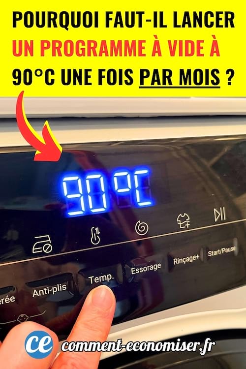 Un cycle de machine à laver qui est lancé à 90 degrés