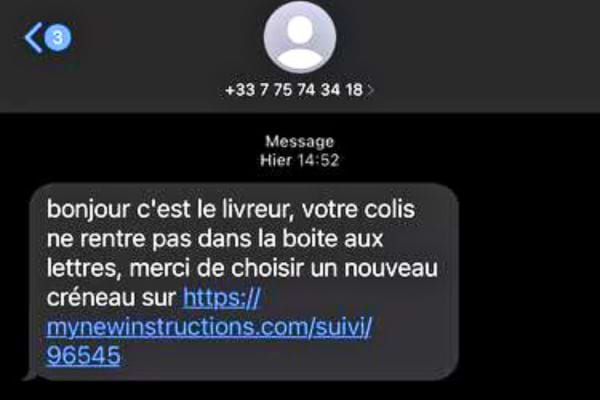Message d’arnaque incitant à cliquer pour un nouveau créneau.