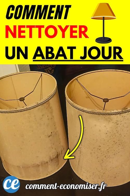 Comparaison entre deux abat-jour identiques, l’un sale avec des taches visibles et l’autre propre après nettoyage.