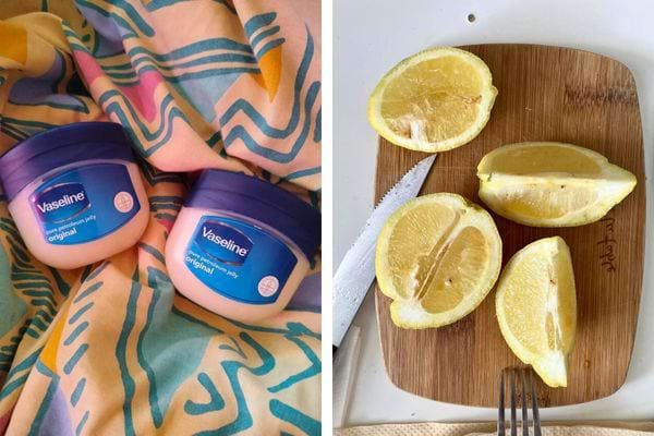 Deux pots de Vaseline avec des citrons coupés.