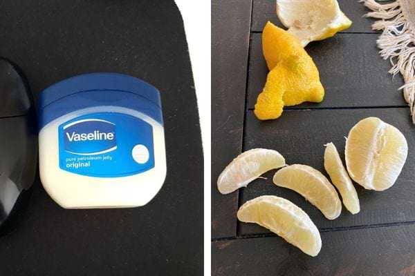 Vaseline posée à côté de quartiers de citron.