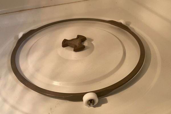 Anneau à roulettes retiré sans le plateau.