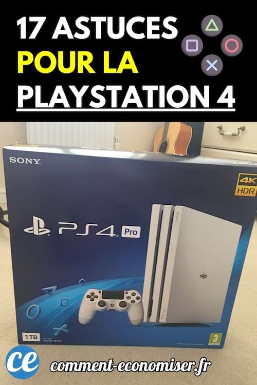 Boîte de console PlayStation 4 Pro posée sur le sol d’une chambre.