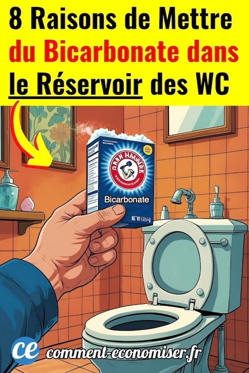 Une main qui va mettre du bicarbonate de soude dans le réservoir des toilettes